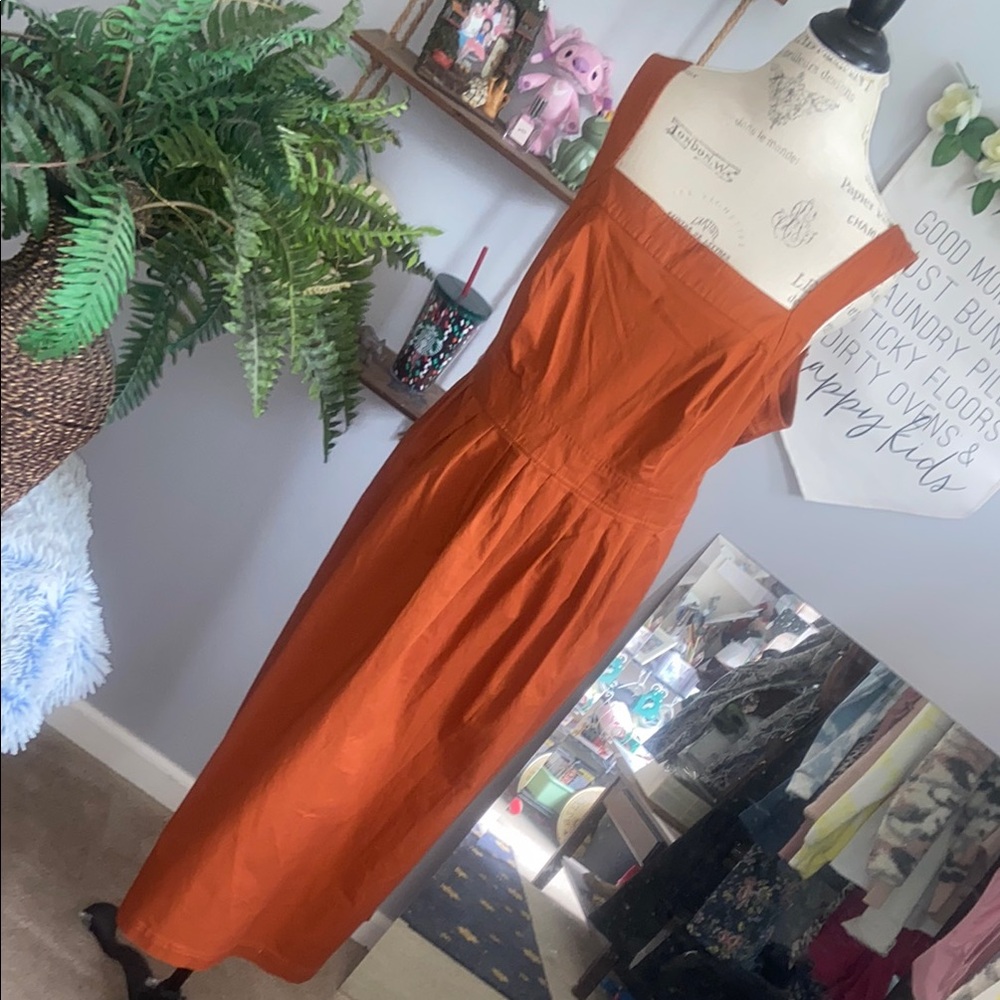 Knox Rose XXL Plus Size Burnt Orange Maxi Tank Top Dress w/ Pockets